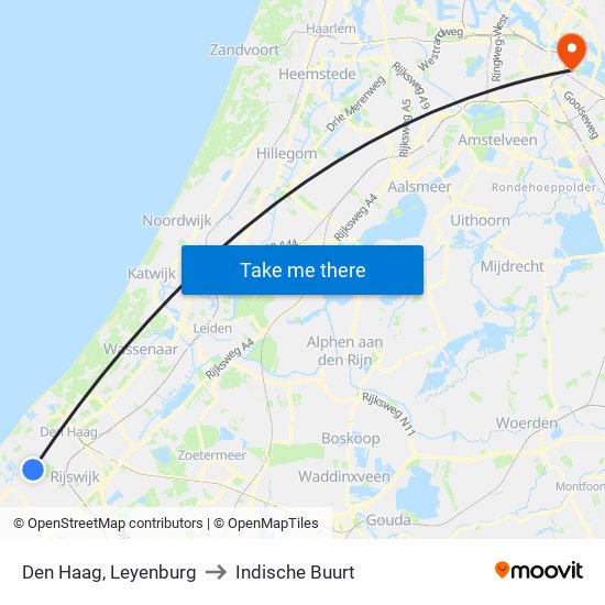 Den Haag, Leyenburg to Indische Buurt map