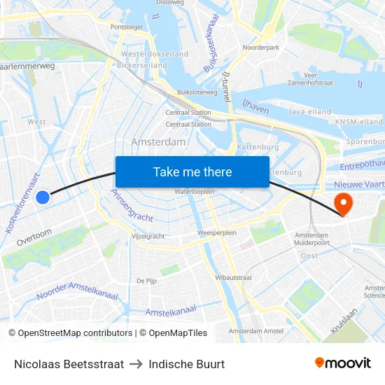 Nicolaas Beetsstraat to Indische Buurt map