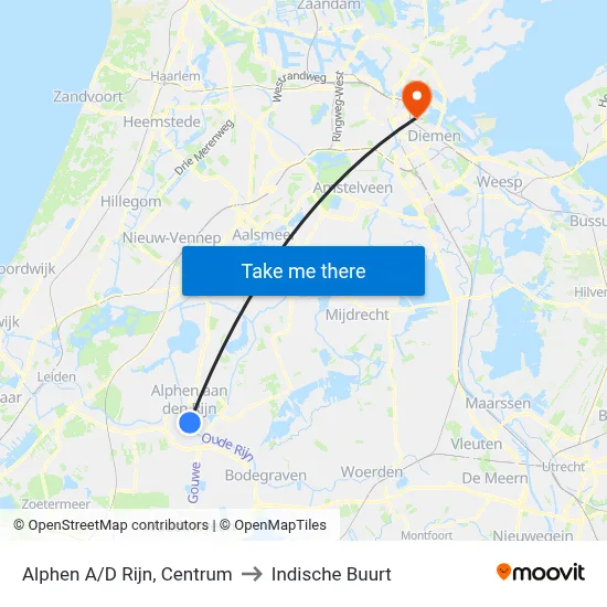 Alphen A/D Rijn, Centrum to Indische Buurt map