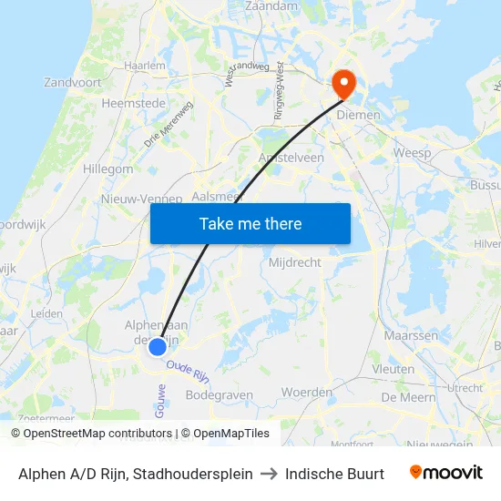 Alphen A/D Rijn, Stadhoudersplein to Indische Buurt map