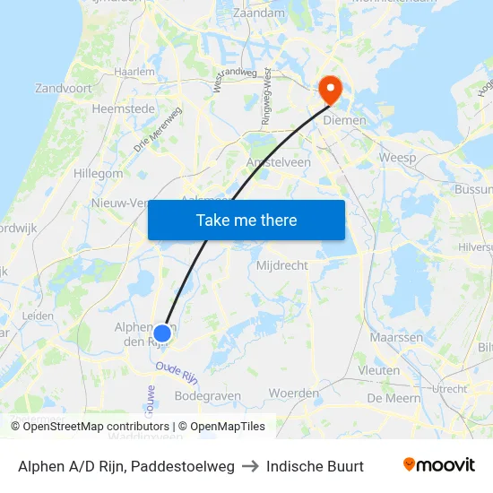 Alphen A/D Rijn, Paddestoelweg to Indische Buurt map