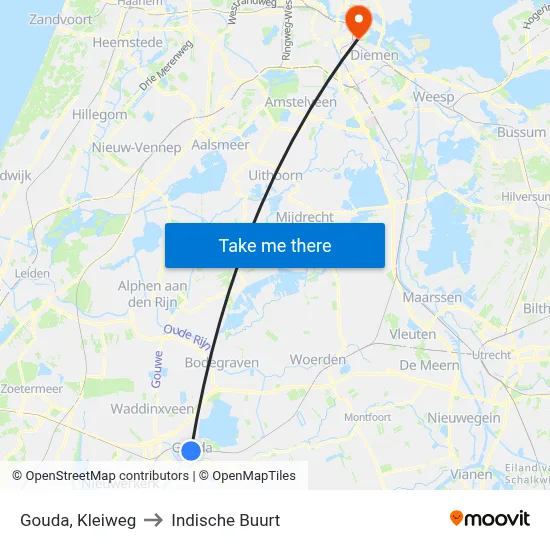 Gouda, Kleiweg to Indische Buurt map