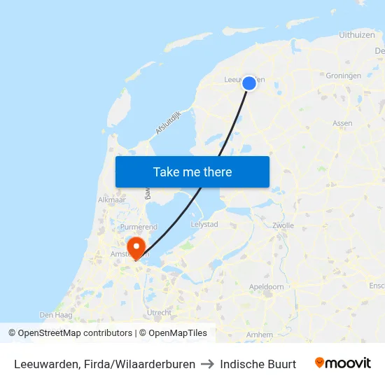 Leeuwarden, Firda/Wilaarderburen to Indische Buurt map