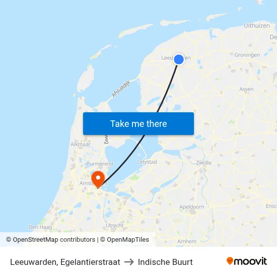 Leeuwarden, Egelantierstraat to Indische Buurt map