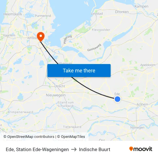 Ede, Station Ede-Wageningen to Indische Buurt map