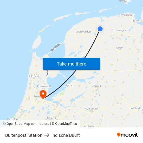 Buitenpost, Station to Indische Buurt map