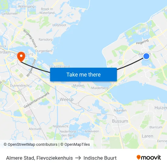 Almere Stad, Flevoziekenhuis to Indische Buurt map
