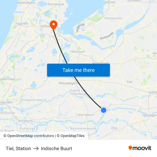 Tiel, Station to Indische Buurt map