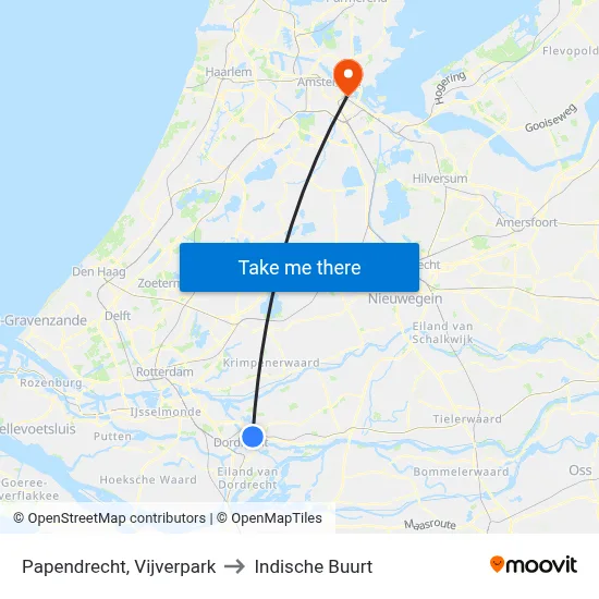 Papendrecht, Vijverpark to Indische Buurt map