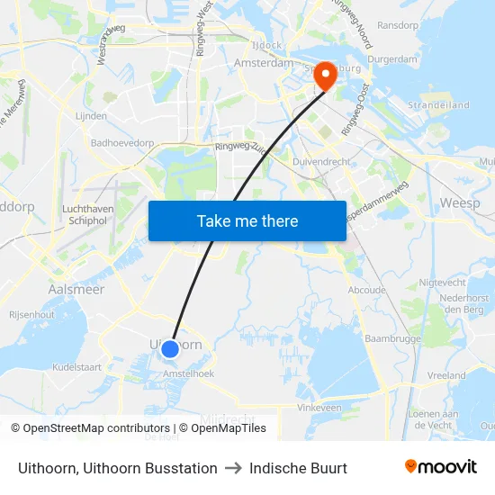 Uithoorn, Uithoorn Busstation to Indische Buurt map