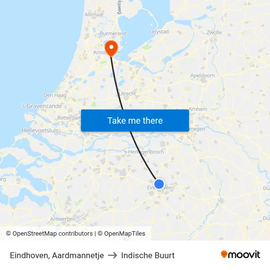 Eindhoven, Aardmannetje to Indische Buurt map