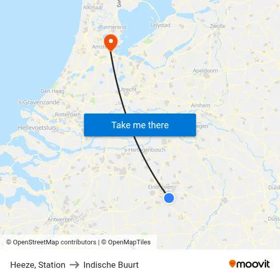 Heeze, Station to Indische Buurt map
