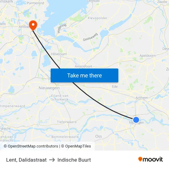 Lent, Dalidastraat to Indische Buurt map