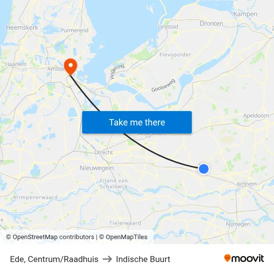 Ede, Centrum/Raadhuis to Indische Buurt map