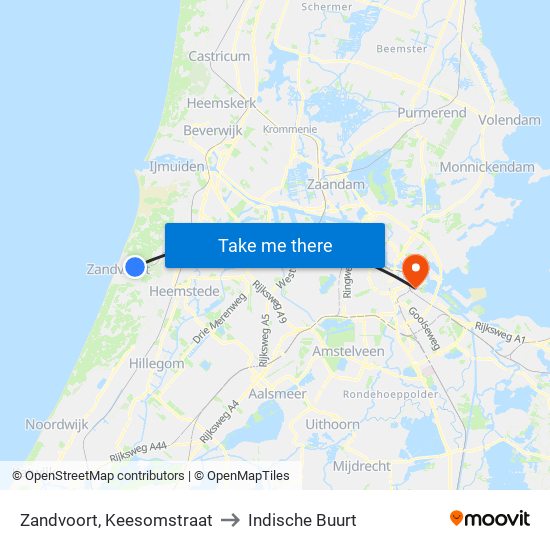 Zandvoort, Keesomstraat to Indische Buurt map