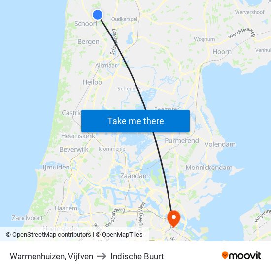 Warmenhuizen, Vijfven to Indische Buurt map