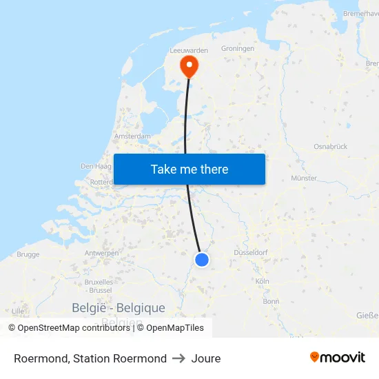 Roermond, Station Roermond to Joure map