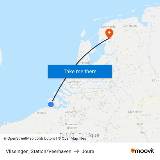 Vlissingen, Station/Veerhaven to Joure map