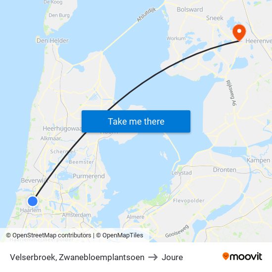 Velserbroek, Zwanebloemplantsoen to Joure map