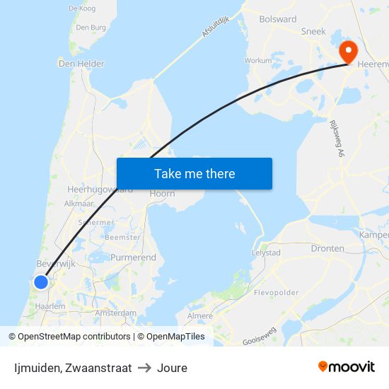 Ijmuiden, Zwaanstraat to Joure map
