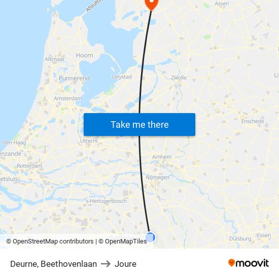 Deurne, Beethovenlaan to Joure map