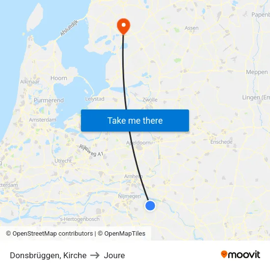 Donsbrüggen, Kirche to Joure map