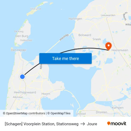 [Schagen] Voorplein Station, Stationsweg to Joure map