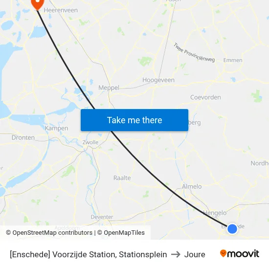[Enschede] Voorzijde Station, Stationsplein to Joure map