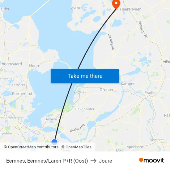 Eemnes, Eemnes/Laren P+R (Oost) to Joure map