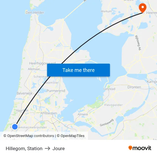 Hillegom, Station to Joure map