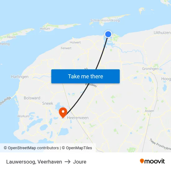 Lauwersoog, Veerhaven to Joure map