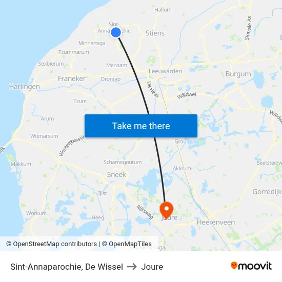Sint-Annaparochie, De Wissel to Joure map