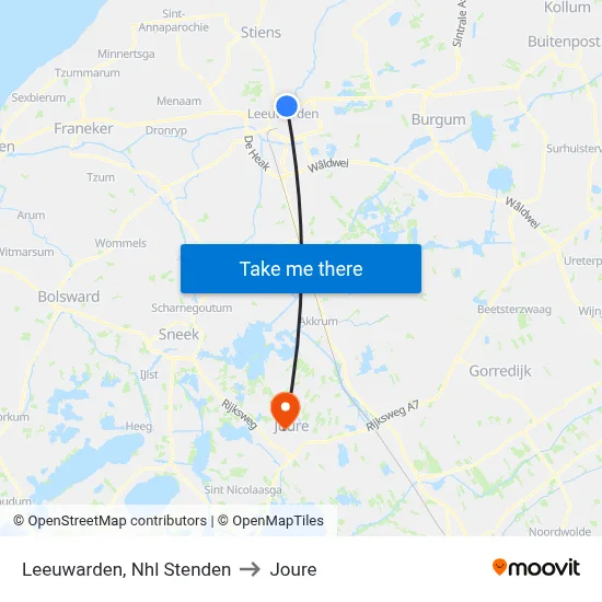 Leeuwarden, Nhl Stenden to Joure map
