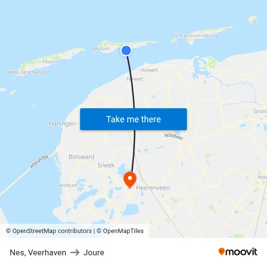 Nes, Veerhaven to Joure map