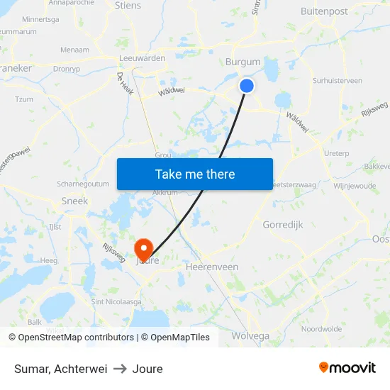 Sumar, Achterwei to Joure map
