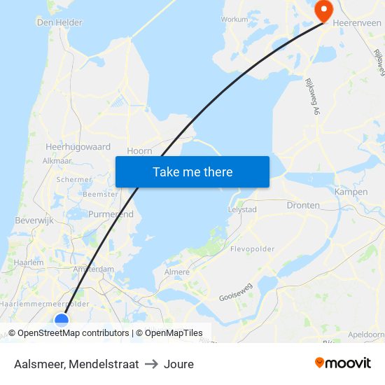 Aalsmeer, Mendelstraat to Joure map