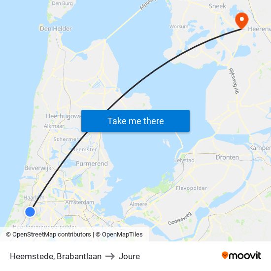 Heemstede, Brabantlaan to Joure map