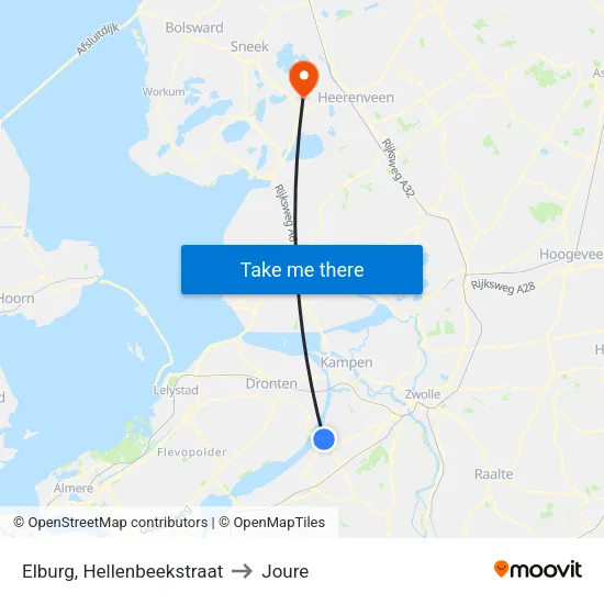 Elburg, Hellenbeekstraat to Joure map