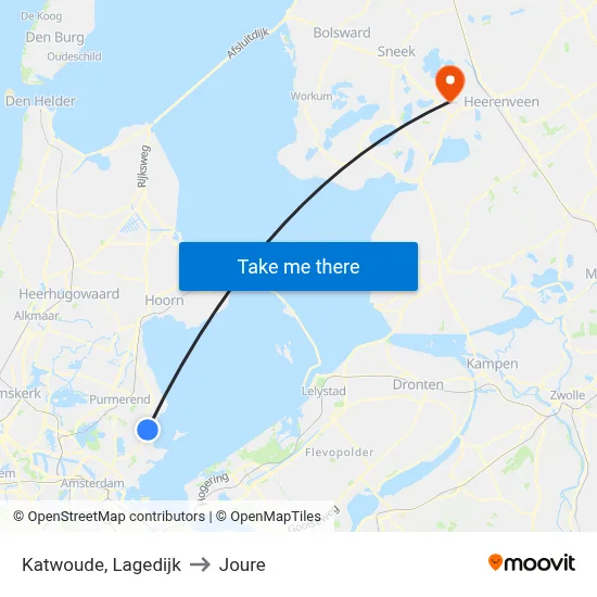 Katwoude, Lagedijk to Joure map