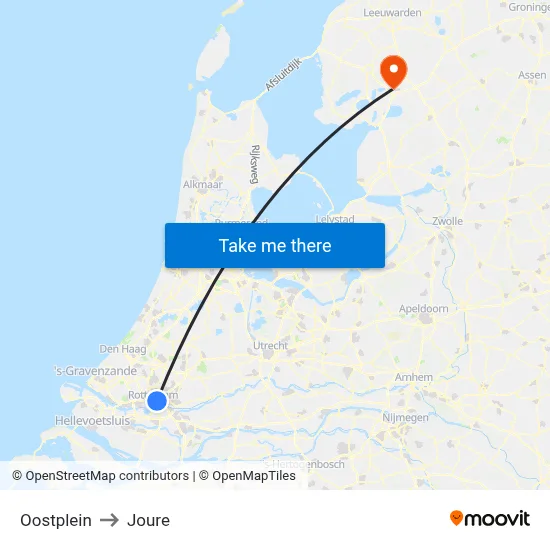 Oostplein to Joure map
