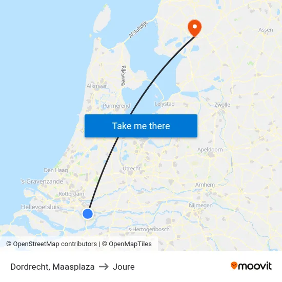 Dordrecht, Maasplaza to Joure map