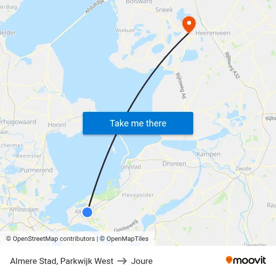 Almere Stad, Parkwijk West to Joure map