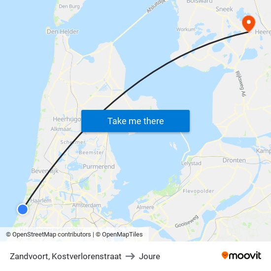 Zandvoort, Kostverlorenstraat to Joure map