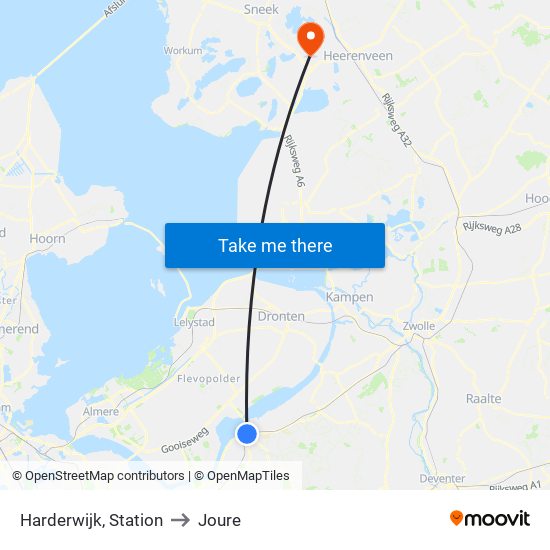 Harderwijk, Station to Joure map