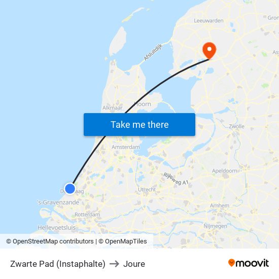 Zwarte Pad (Instaphalte) to Joure map
