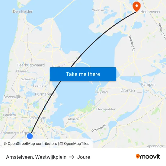 Amstelveen, Westwijkplein to Joure map