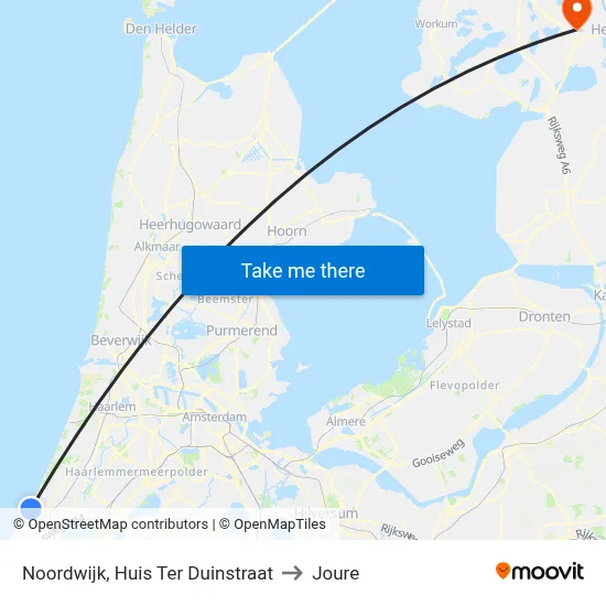 Noordwijk, Huis Ter Duinstraat to Joure map