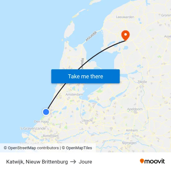 Katwijk, Nieuw Brittenburg to Joure map