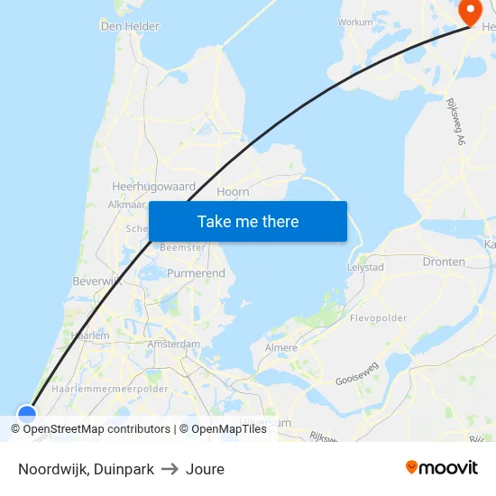 Noordwijk, Duinpark to Joure map