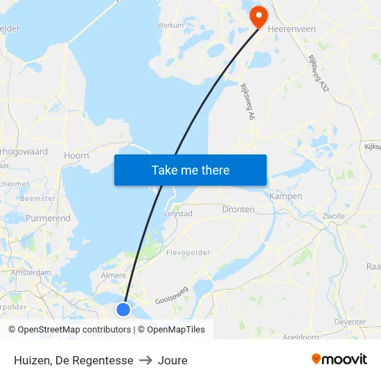 Huizen, De Regentesse to Joure map